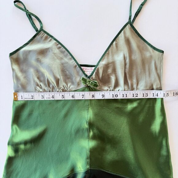 NWT Gold Hawk 100% Silk Colorblock Velvet Bow Camisole in Garden Green Sz Small - Picture 8 of 9